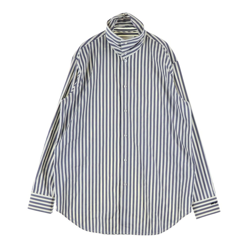 JIL SANDER(ジルサンダー) オーバーサイズ ハイネック ストライプ長袖シャツ ホワイト/ネイビー JSMT602827MT24521012