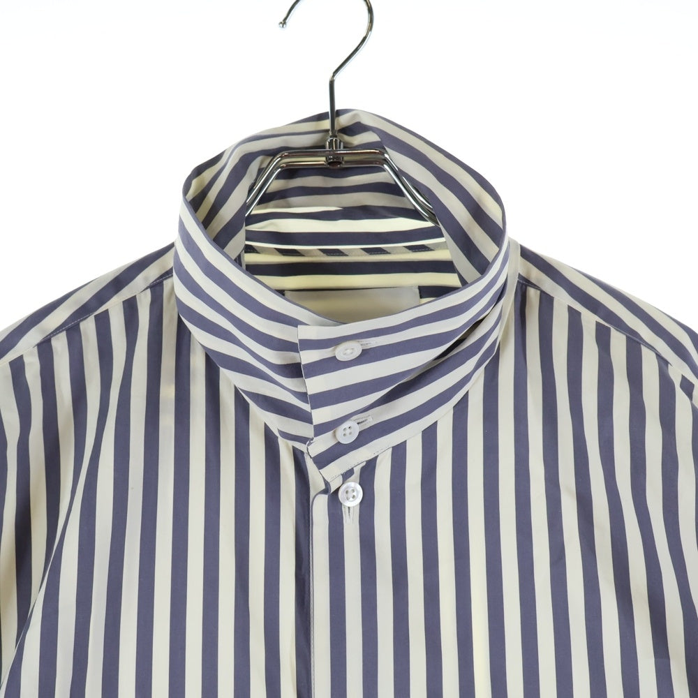 JIL SANDER(ジルサンダー) オーバーサイズ ハイネック ストライプ長袖シャツ ホワイト/ネイビー JSMT602827MT24521012