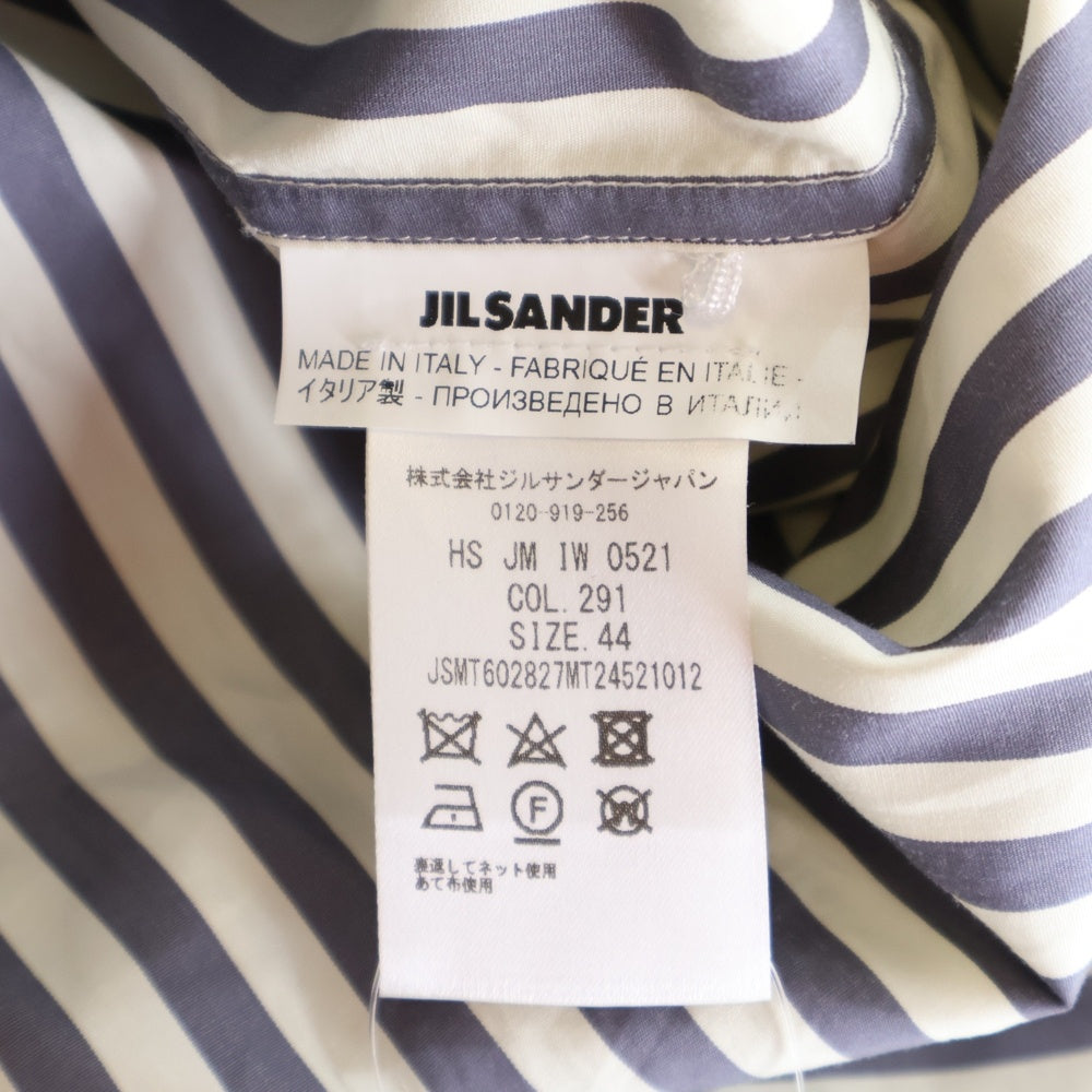 JIL SANDER(ジルサンダー) オーバーサイズ ハイネック ストライプ長袖シャツ ホワイト/ネイビー JSMT602827MT24521012
