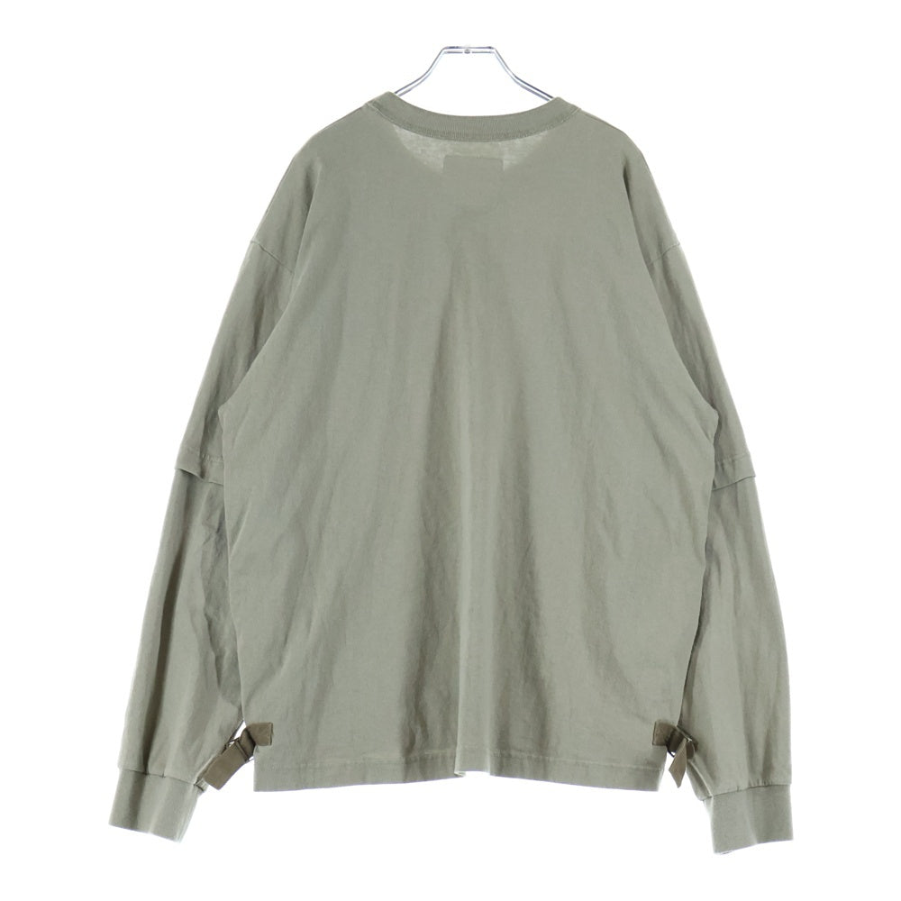 Sacai(サカイ) 23SS Nylon Twill × Cotton Jersey L S T-Shirt ナイロン ツイル コットンジャージ 長袖Tシャツカットソー カーキ 23-03060M
