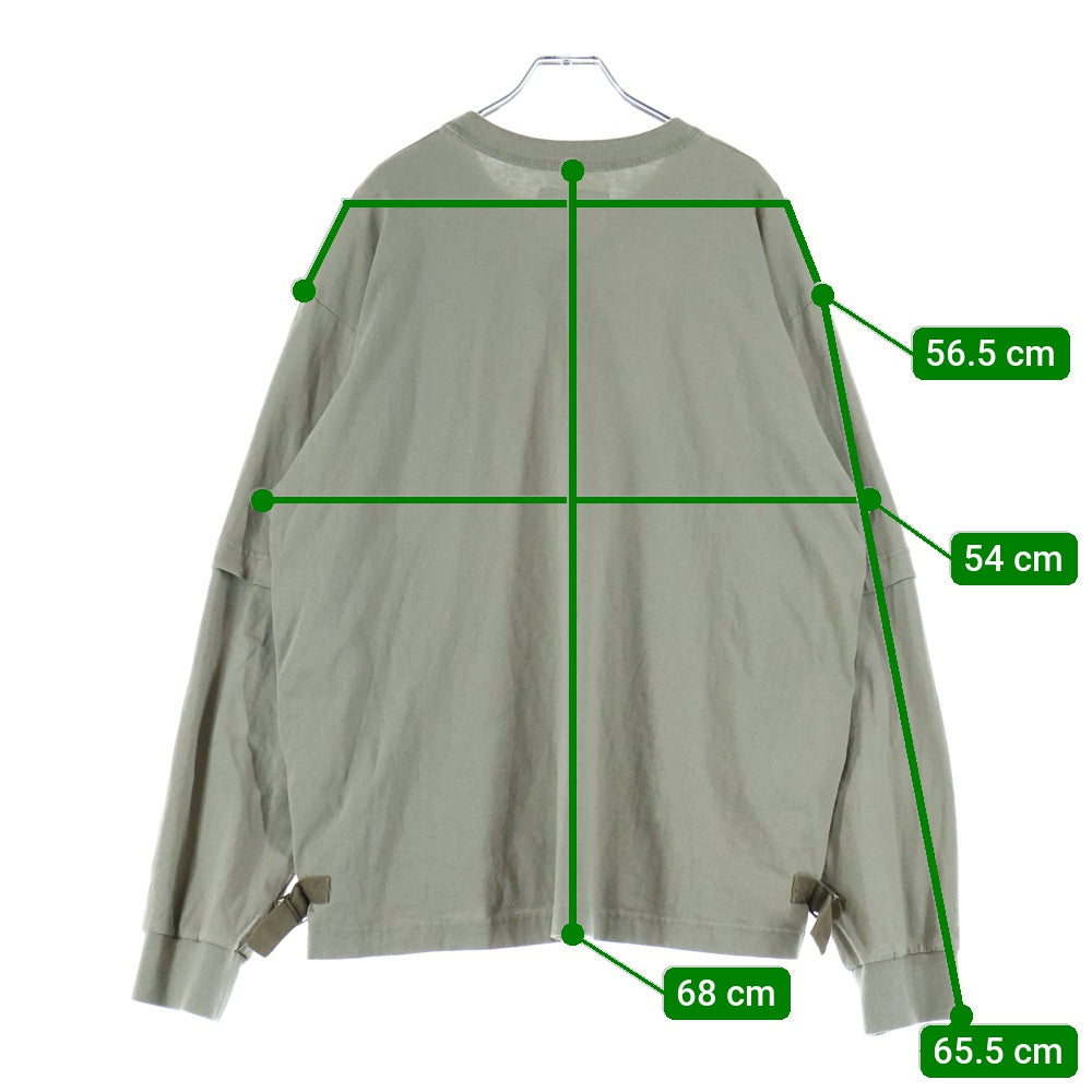 Sacai(サカイ) 23SS Nylon Twill × Cotton Jersey L S T-Shirt ナイロン ツイル コットンジャージ 長袖Tシャツカットソー カーキ 23-03060M
