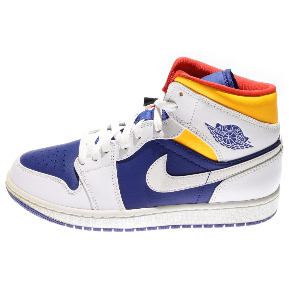NIKE(ナイキ) AIR JORDAN 1 MID WHITE NAVY YELLOW エアジョーダン1 ミッドカットスニーカー ホワイト/ブルー US8.5/26.5cm 554724-131