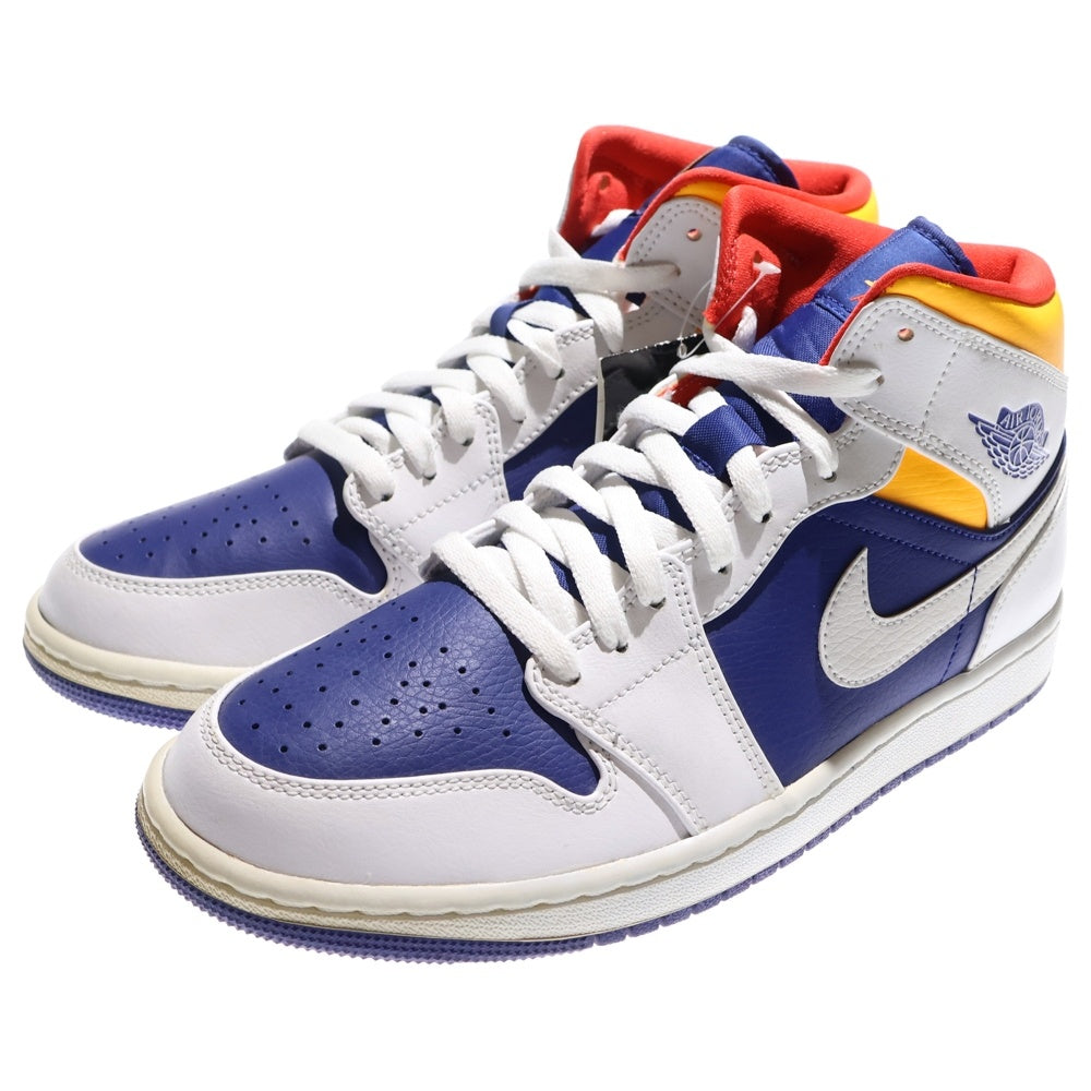 NIKE(ナイキ) AIR JORDAN 1 MID WHITE NAVY YELLOW エアジョーダン1 ミッドカットスニーカー ホワイト/ブルー US8.5/26.5cm 554724-131
