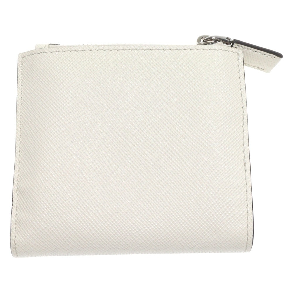 PRADA(プラダ) サフィアーノ レザー トライアングルロゴ コンパクトウォレット 二つ折り財布 ホワイト 2ML049