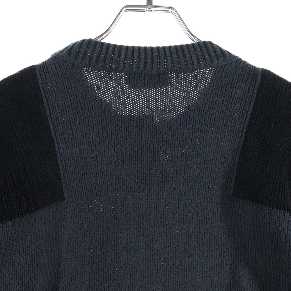 MONCLER(モンクレール) 21AW GIROCOLLO TRICOT ワッペンロゴ バイカラーコットン ニット セーター ブラック/グレー G20919C00005 M1174