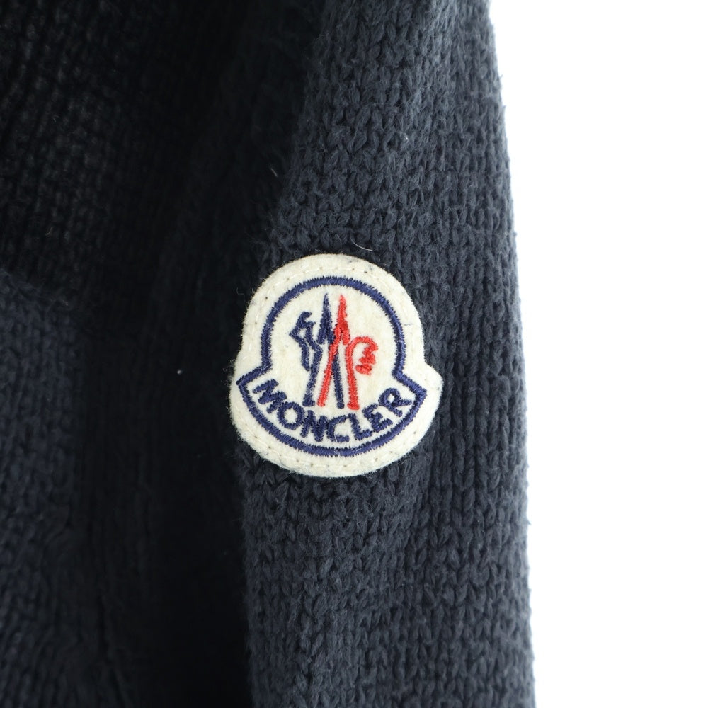 MONCLER(モンクレール) 21AW GIROCOLLO TRICOT ワッペンロゴ バイカラーコットン ニット セーター ブラック/グレー G20919C00005 M1174