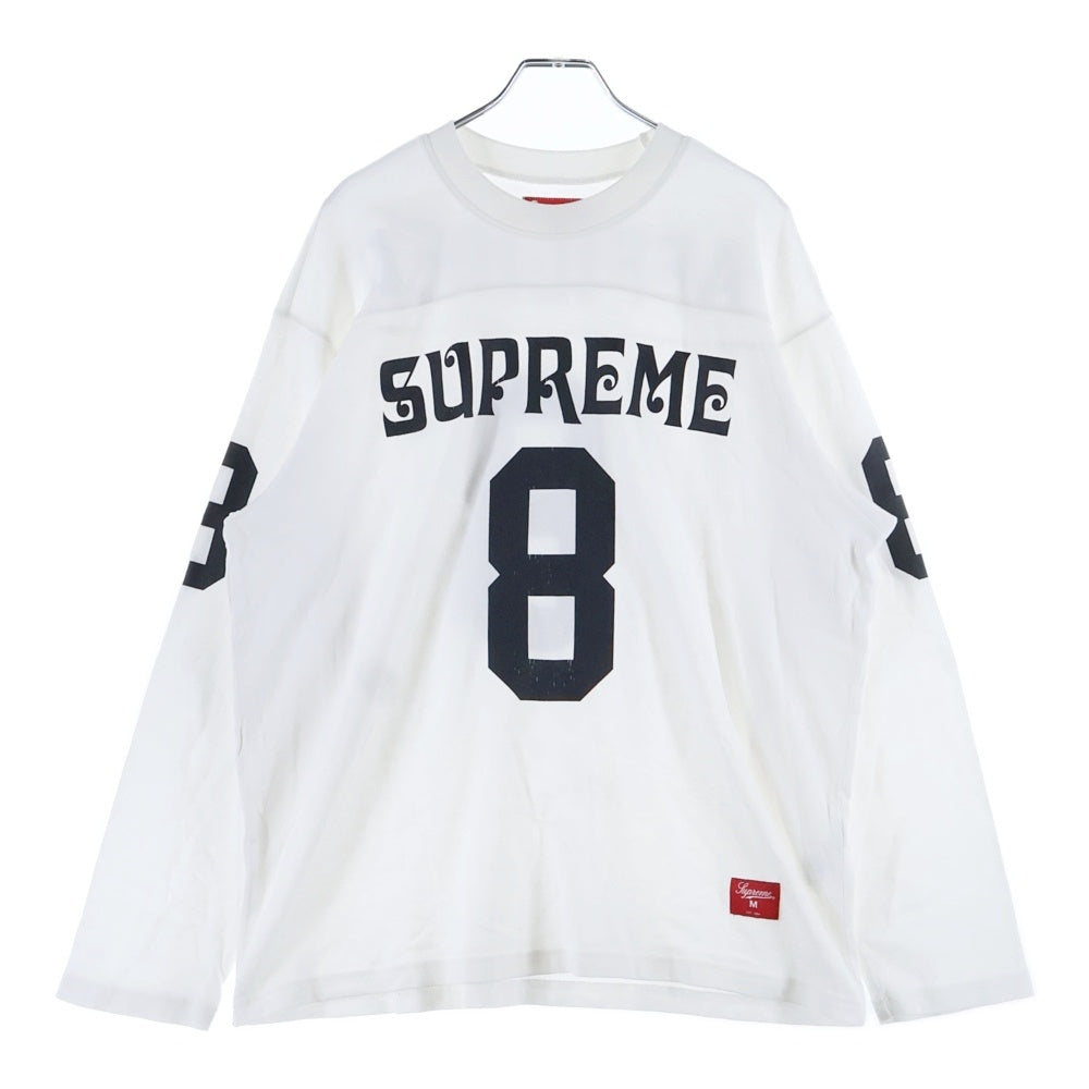 SUPREME(シュプリーム) 25SS Affiliated L/S Football Top アフィリエイテッド ナンバリング ロゴプリント フットボール 長袖Tシャツ カットソー ホワイト