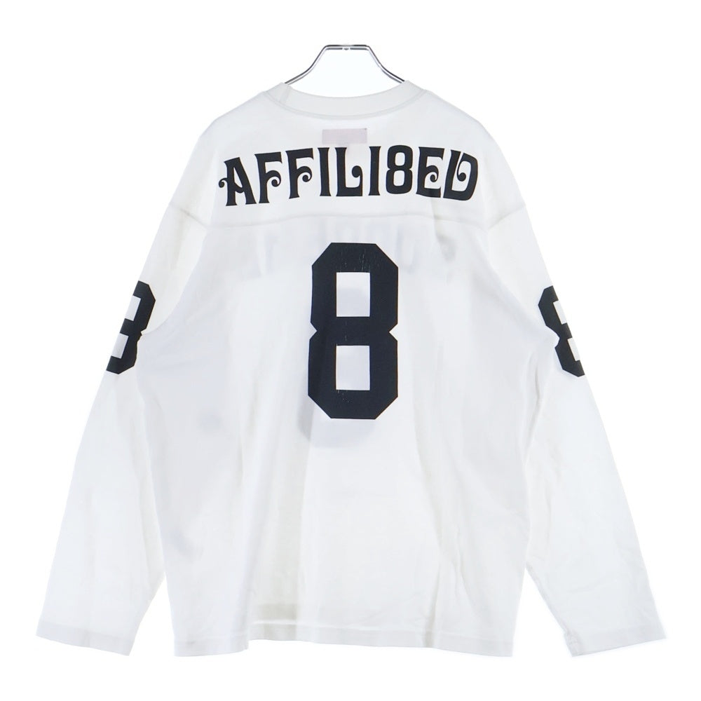 SUPREME(シュプリーム) 25SS Affiliated L/S Football Top アフィリエイテッド ナンバリング ロゴプリント フットボール 長袖Tシャツ カットソー ホワイト