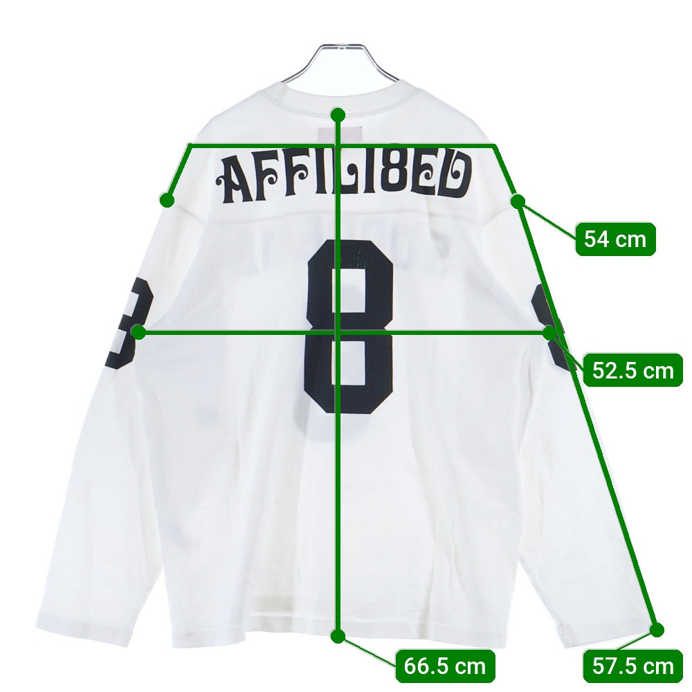 SUPREME(シュプリーム) 25SS Affiliated L/S Football Top アフィリエイテッド ナンバリング ロゴプリント フットボール 長袖Tシャツ カットソー ホワイト