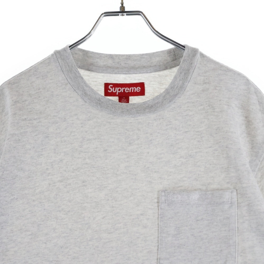 SUPREME(シュプリーム) 25SS S/S Pocket Tee ポケット付き ロゴ刺繍 クルーネック 半袖Tシャツ カットソー グレー