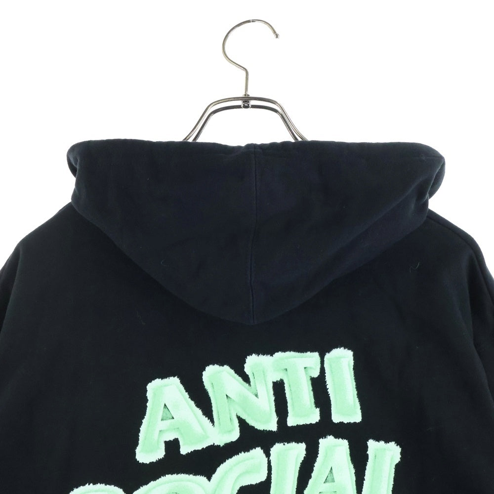 ANTI SOCIAL SOCIAL CLUB(アンチソーシャルソーシャルクラブ) Logo Pullover Parka ロゴプリント スウェットプルオーバーパーカー ブラック/ライトグリーン