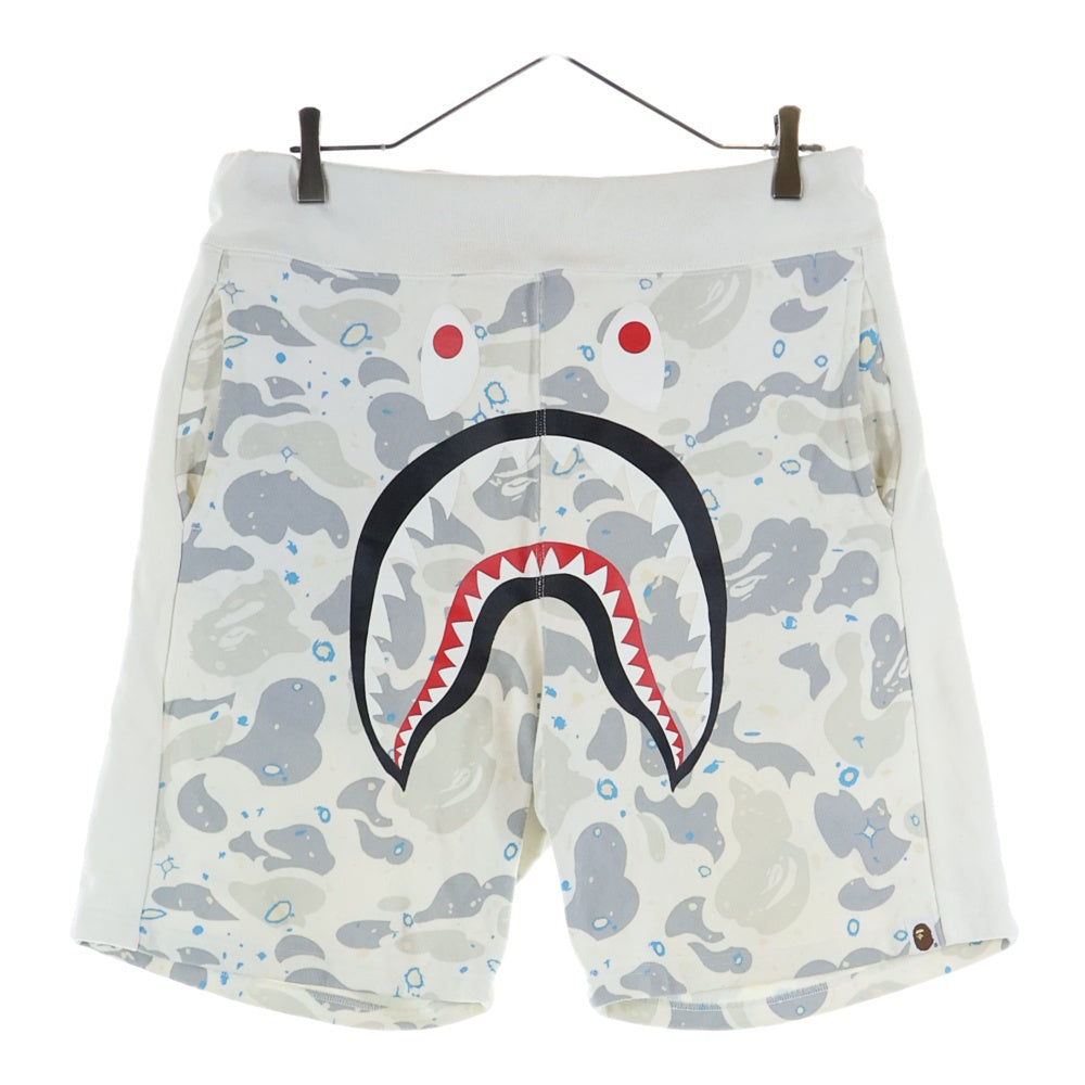A BATHING APE(アベイシングエイプ) SPACE CAMO SHARK SWEAT SHORTS シャーク スペースカモ スウェットショーツ ハーフパンツ ホワイト 001SPF301006X