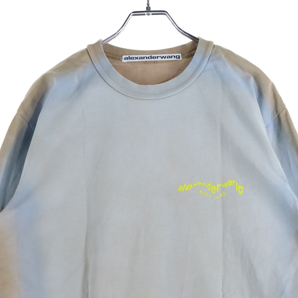 ALEXANDER WANG(アレキサンダーワン) ロゴプリント コットン クルーネック 長袖Tシャツ カットソー ブルー/ブラウン