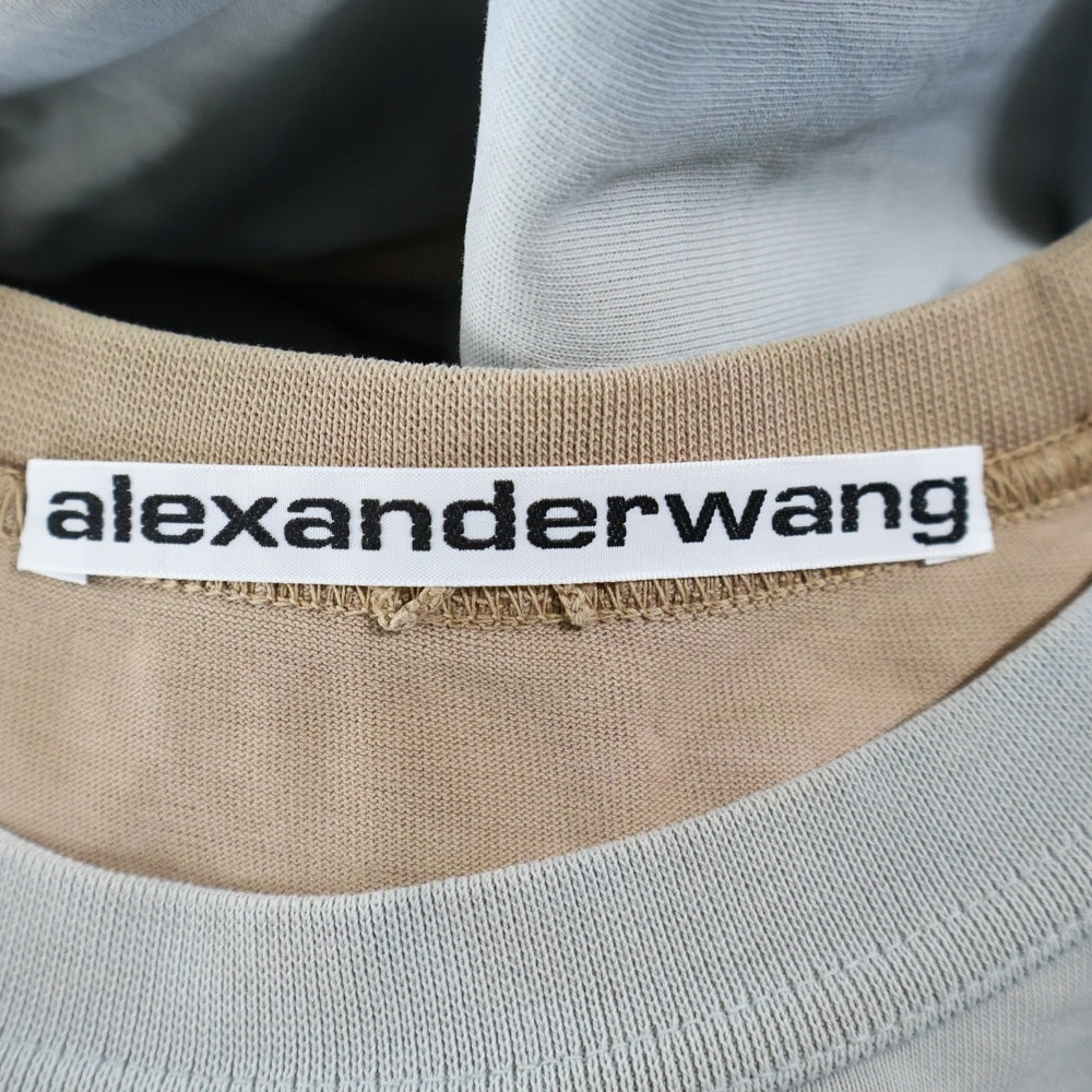 ALEXANDER WANG(アレキサンダーワン) ロゴプリント コットン クルーネック 長袖Tシャツ カットソー ブルー/ブラウン