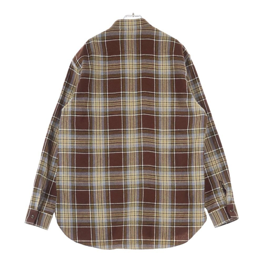 GUCCI(グッチ) Wool Checked L/S Shirt ウール チェック スタンドカラー 長袖シャツ ブラウン 538834 ZAACR