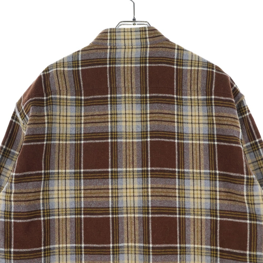 GUCCI(グッチ) Wool Checked L/S Shirt ウール チェック スタンドカラー 長袖シャツ ブラウン 538834 ZAACR