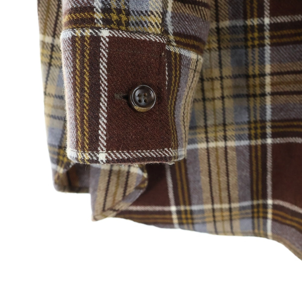 GUCCI(グッチ) Wool Checked L/S Shirt ウール チェック スタンドカラー 長袖シャツ ブラウン 538834 ZAACR