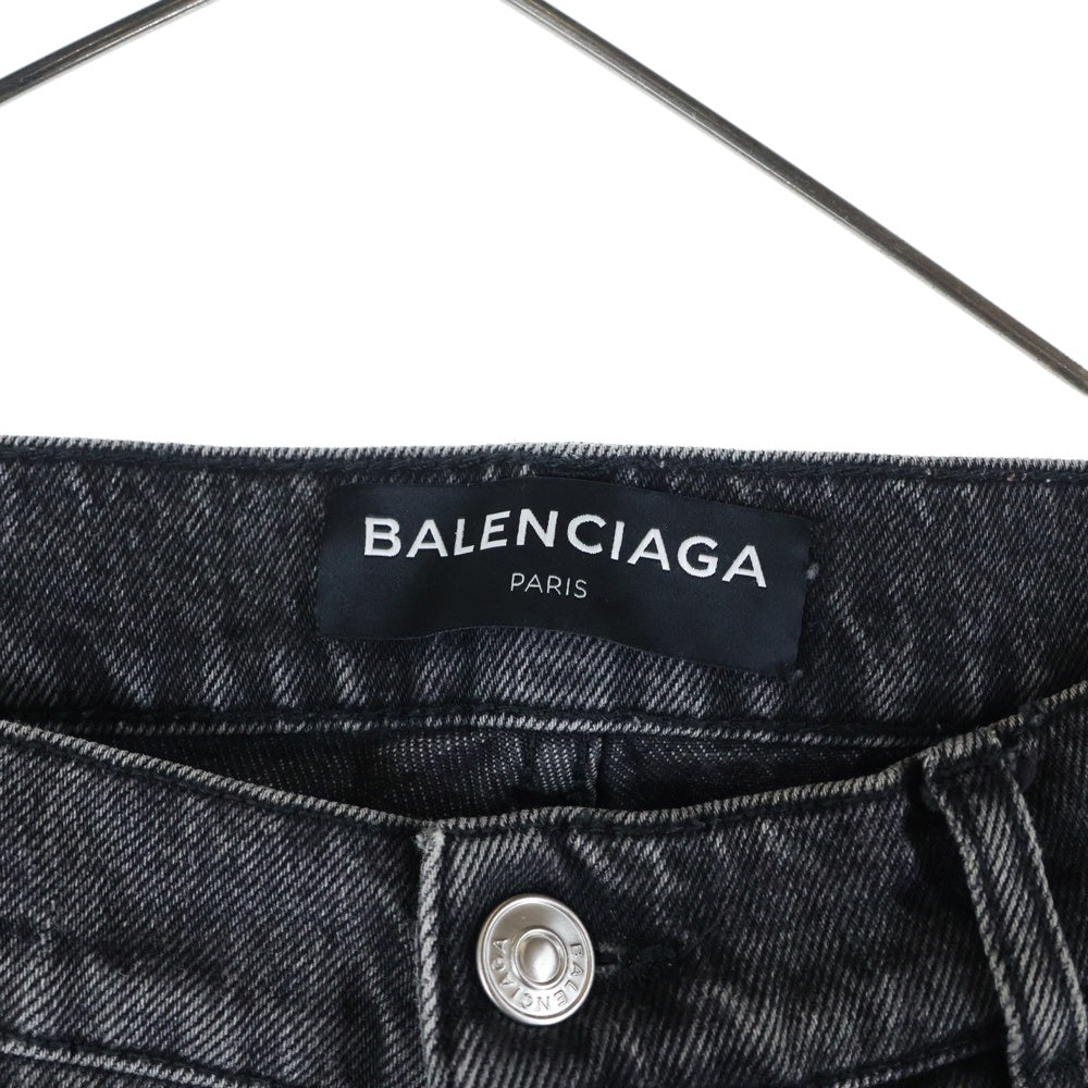 BALENCIAGA(バレンシアガ) 18SS ダメージ加工 ウォッシュド ストレート デニムパンツ ブラック 486225 TUE14
