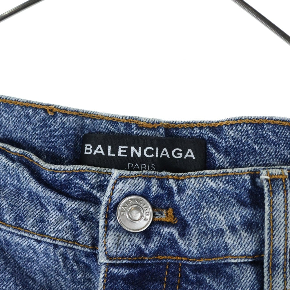 BALENCIAGA(バレンシアガ) 17SS ウォッシュ加工 ボタンフライ ストレート デニムパンツ インディゴ 460800 TUE18
