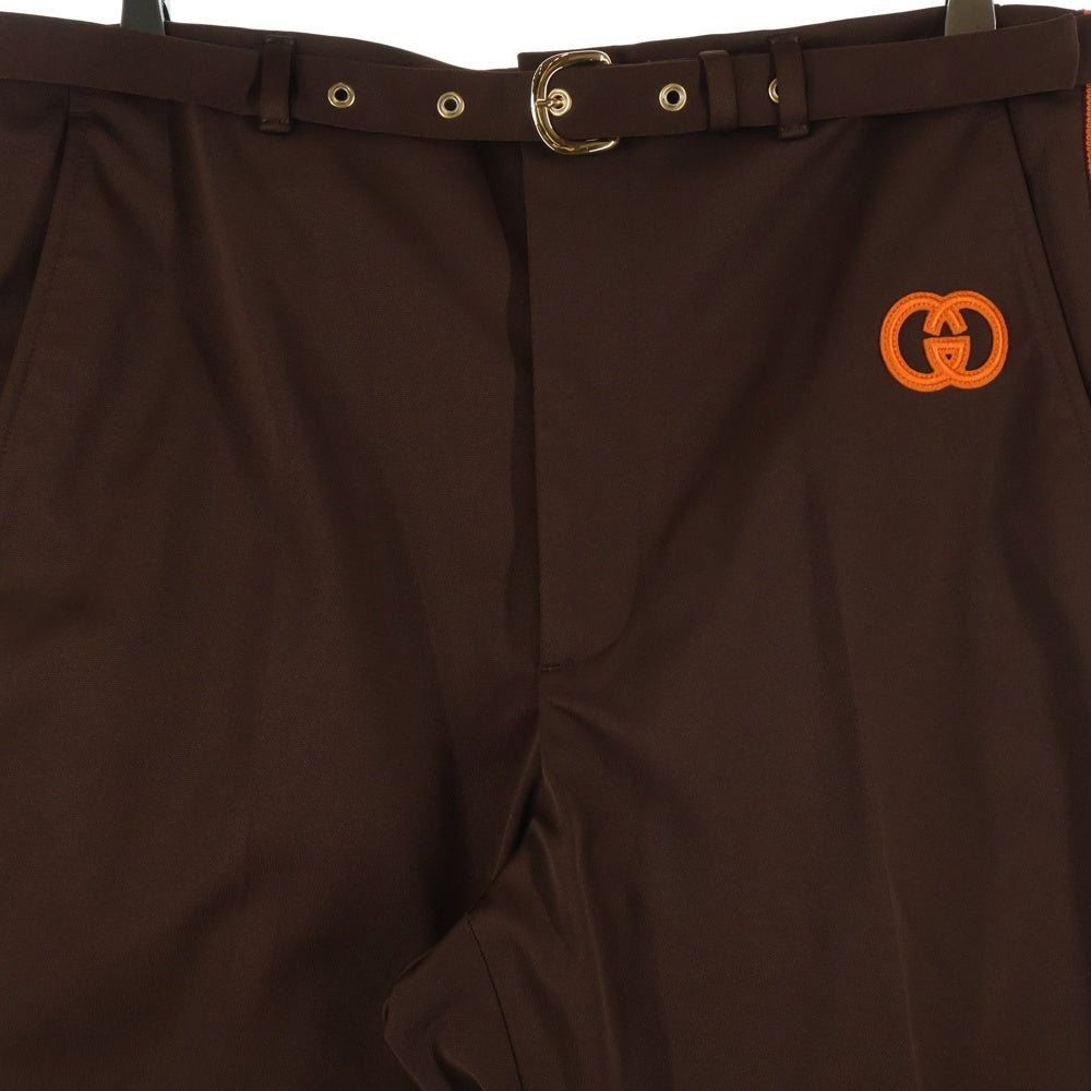 GUCCI(グッチ) ×adidas Jersey Trousers ジャージー トラウザー ベルト付き サイドライン トラックパンツ ブラウン 689348 ZAJPV