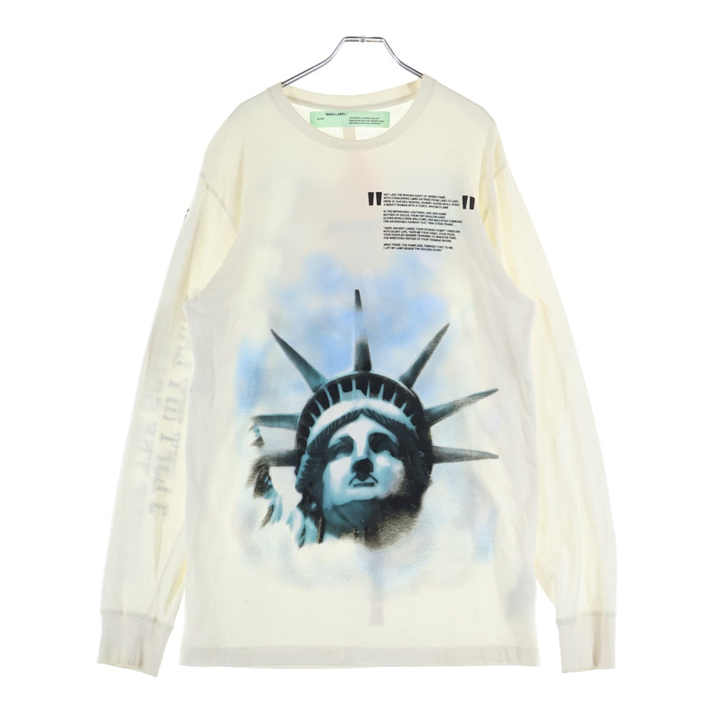 OFF-WHITE(オフホワイト) 18AW LIBERTY L/S TEE 自由の女神 プリント クルーネック長袖Tシャツ カットソー ホワイト