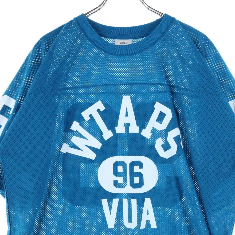 WTAPS(ダブルタップス) 25SS QB SS TEE フロントロゴ メッシュ クルーネック半袖Tシャツ カットソー ブルー 251ATDT-CSM27