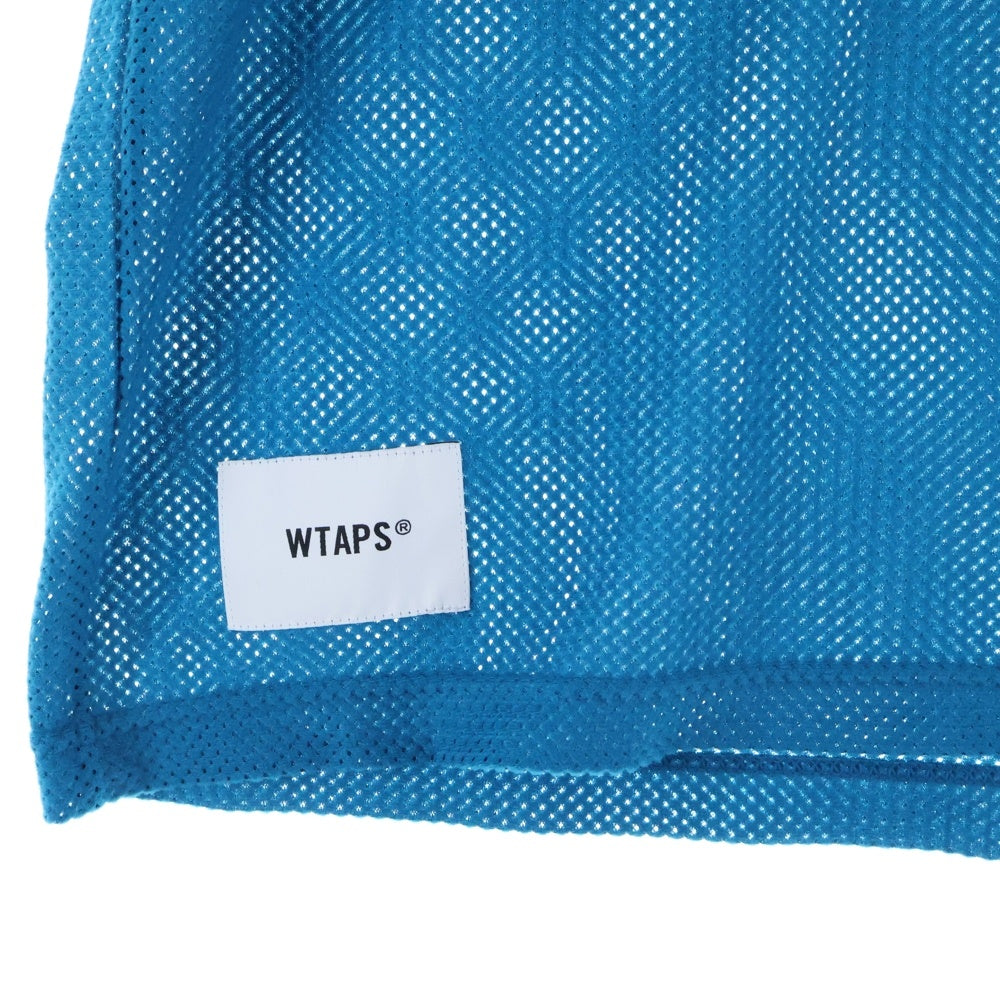 WTAPS(ダブルタップス) 25SS QB SS TEE フロントロゴ メッシュ クルーネック半袖Tシャツ カットソー ブルー 251ATDT-CSM27