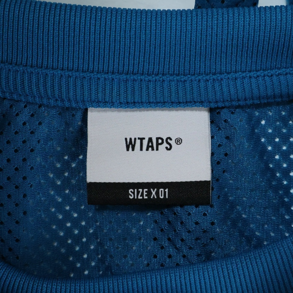 WTAPS(ダブルタップス) 25SS QB SS TEE フロントロゴ メッシュ クルーネック半袖Tシャツ カットソー ブルー 251ATDT-CSM27