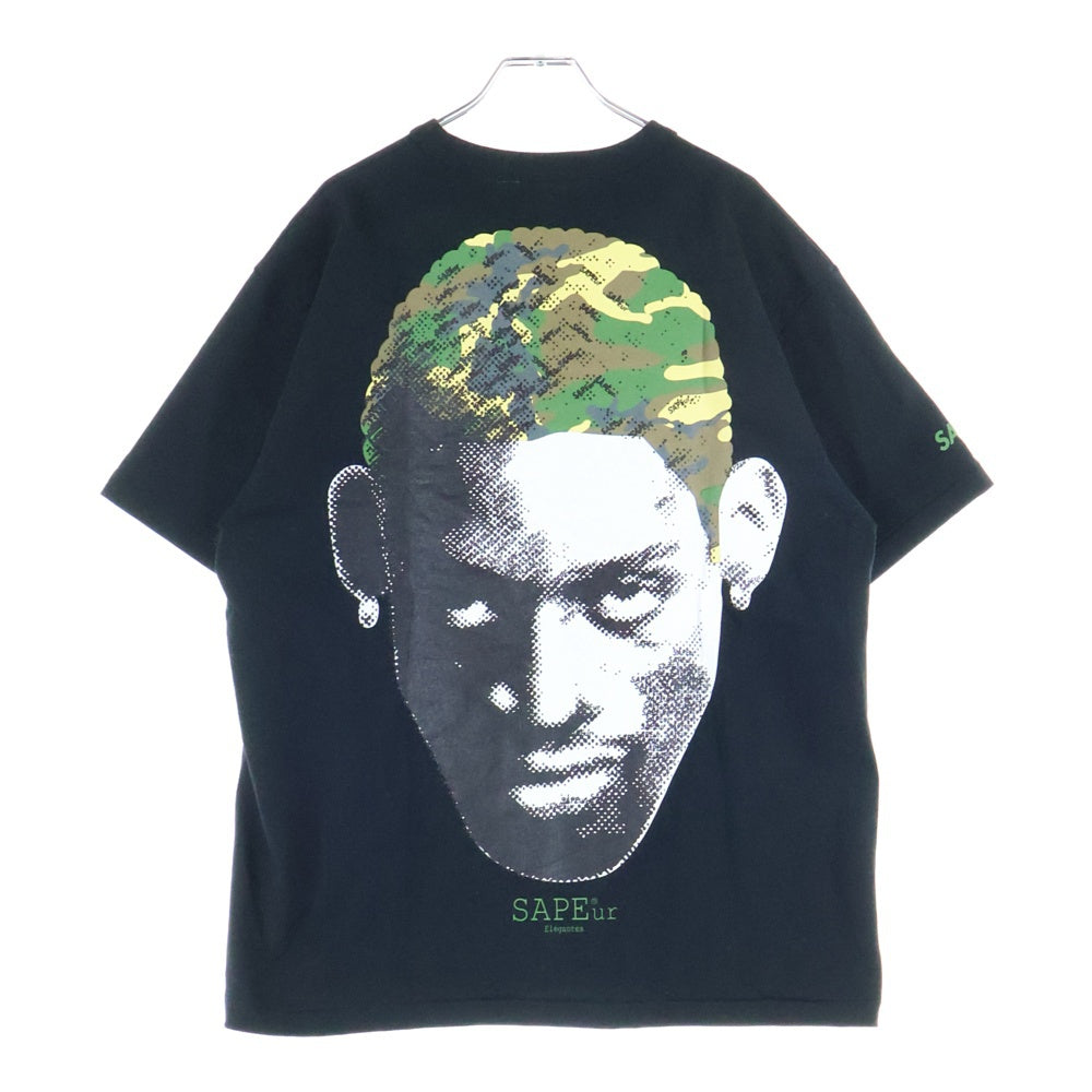 SAPEur(サプール) RODMAN ロッドマン プリント クルーネック半袖Tシャツ カットソー ブラック