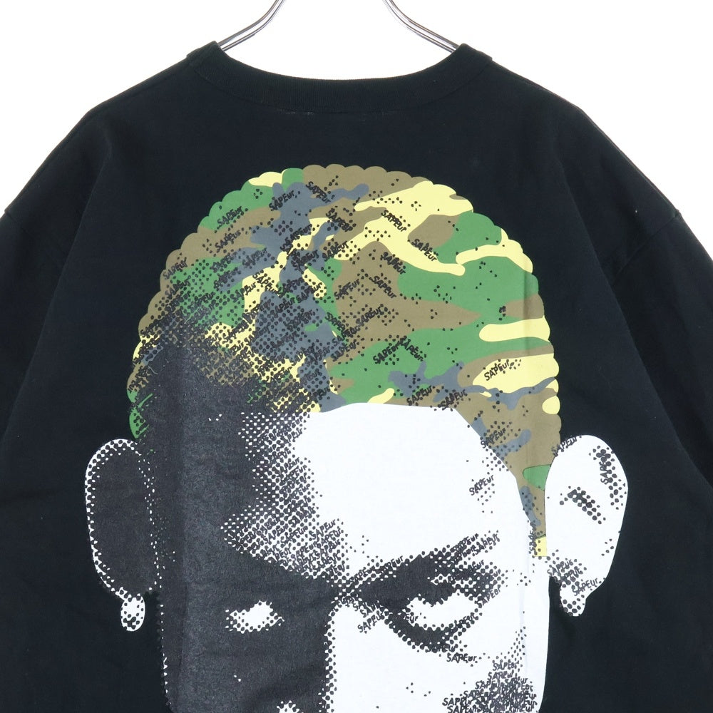 SAPEur(サプール) RODMAN ロッドマン プリント クルーネック半袖Tシャツ カットソー ブラック