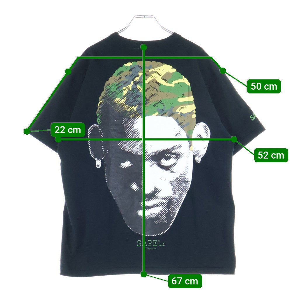 SAPEur(サプール) RODMAN ロッドマン プリント クルーネック半袖Tシャツ カットソー ブラック