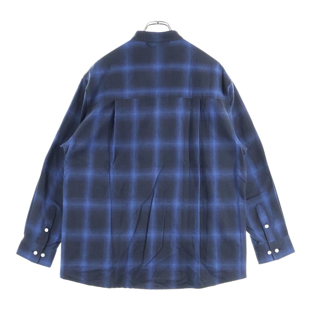MFC STORE(エムエフシーストア) BAND COLLAR CHECK FLANNEL SHIRT バンドカラー フランネルチェック 長袖シャツ ブルー