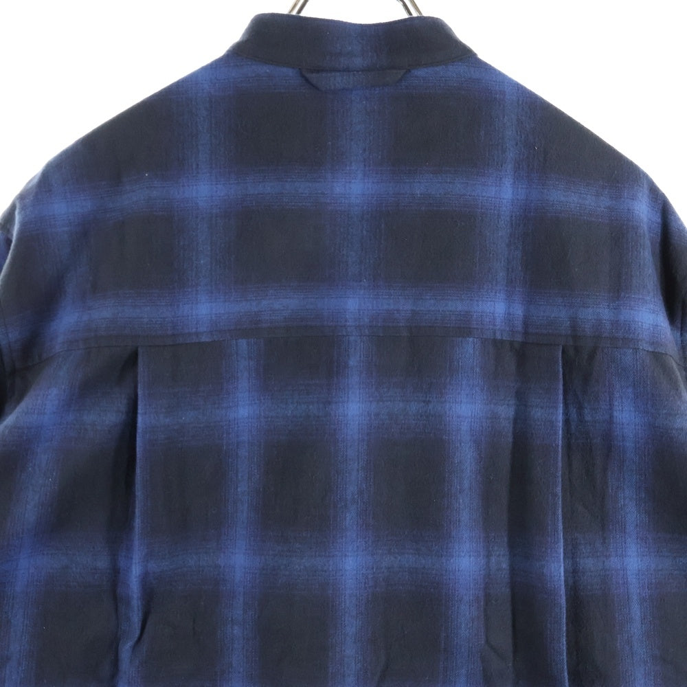 MFC STORE(エムエフシーストア) BAND COLLAR CHECK FLANNEL SHIRT バンドカラー フランネルチェック 長袖シャツ ブルー
