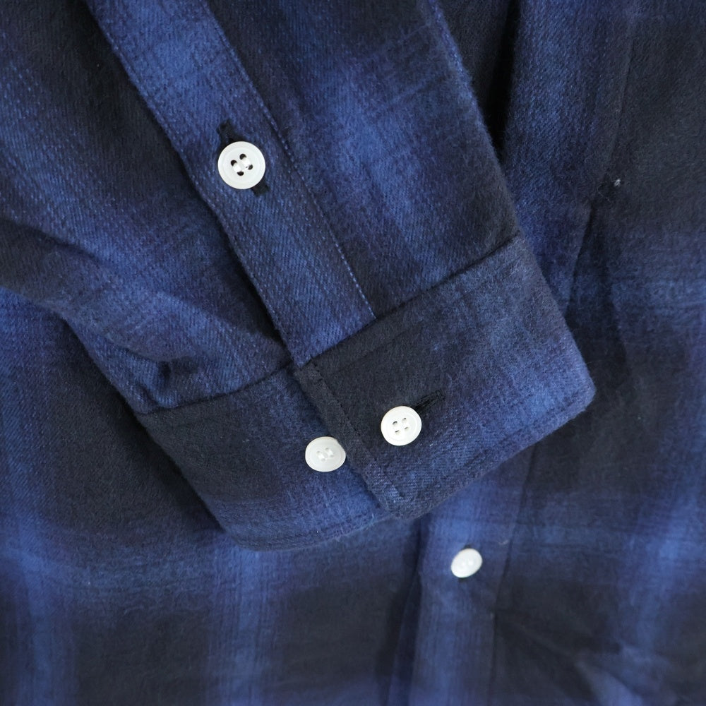 MFC STORE(エムエフシーストア) BAND COLLAR CHECK FLANNEL SHIRT バンドカラー フランネルチェック 長袖シャツ ブルー