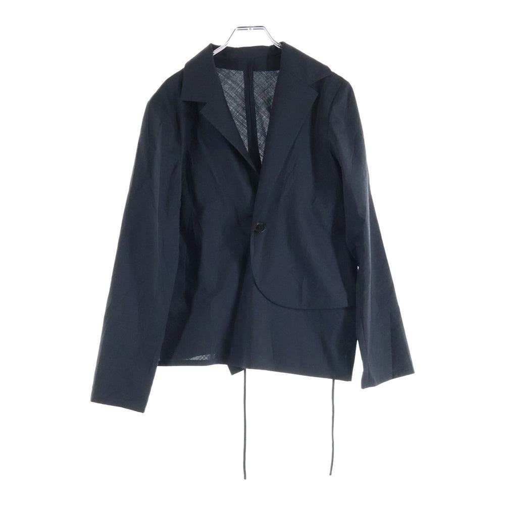 Yohji Yamamoto + NOIR(ヨウジヤマモトプリュスノアール) 10SS アシンメトリー 1B ウールギャバジン テーラードジャケット ブラック NR-J15-184 レディース