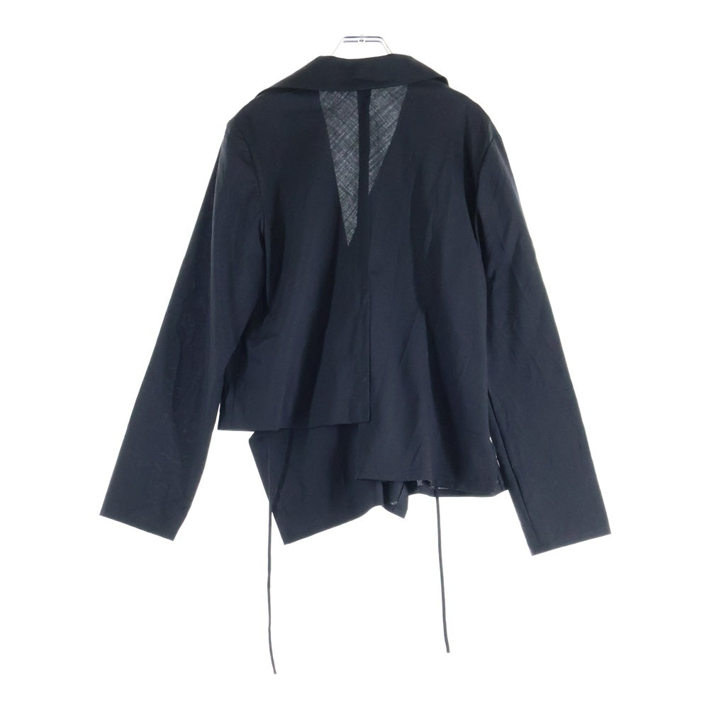 Yohji Yamamoto + NOIR(ヨウジヤマモトプリュスノアール) 10SS アシンメトリー 1B ウールギャバジン テーラードジャケット ブラック NR-J15-184 レディース