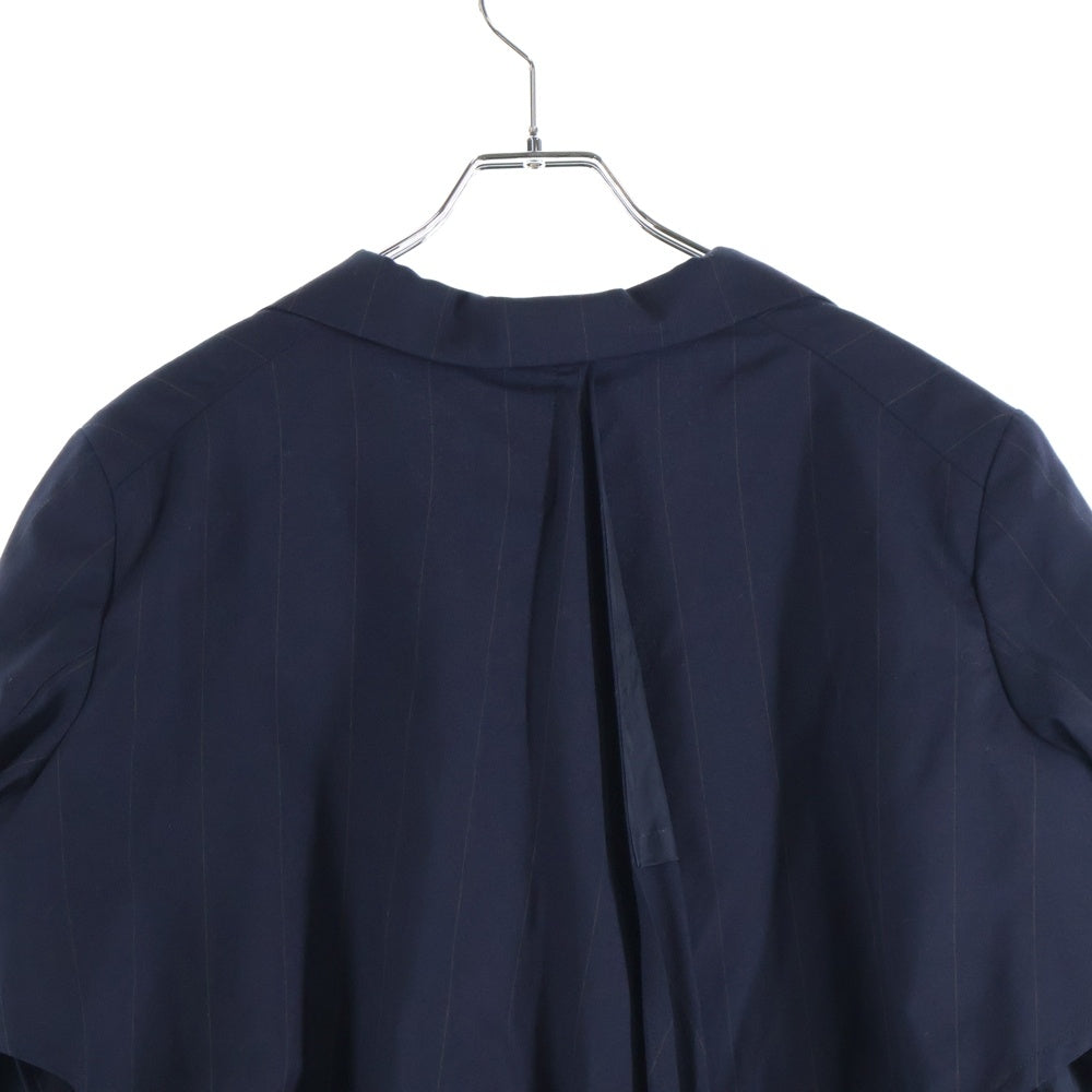 Ujoh(ウジョー) ドレープ ノット 1B ストライプ テーラードジャケット ブラック U791-J02-102 レディース