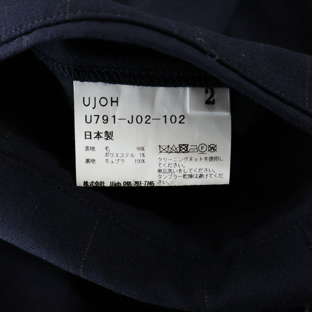 Ujoh(ウジョー) ドレープ ノット 1B ストライプ テーラードジャケット ブラック U791-J02-102 レディース