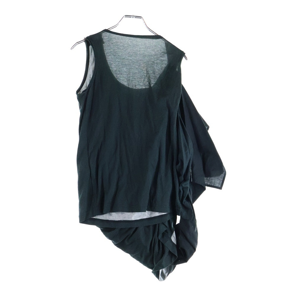 Yohji Yamamoto(ヨウジヤマモト) 12SS フロントプリント ドレープ ノースリーブ カットソー ブラック FO-B27-814 レディース