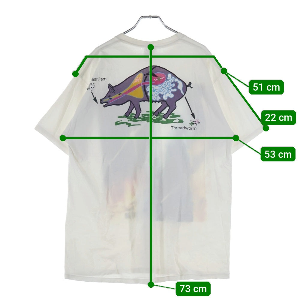 VINTAGE(ヴィンテージ) 90S VINTAGE 1993 PEARL JAM THREADWORM WHITE NICE MAN ヴィンテージ パール ジャム 両面 プリント クルーネック 半袖 Tシャツカットソー ホワイト