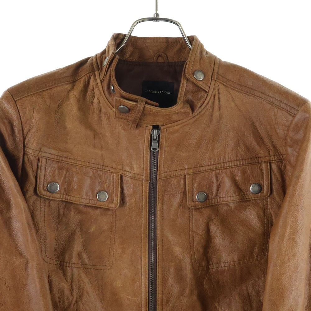 NO BRAND(ノーブランド) L' homme en cuir ロムエンキュイール レザー シングルライダース ジャケット ブラウン