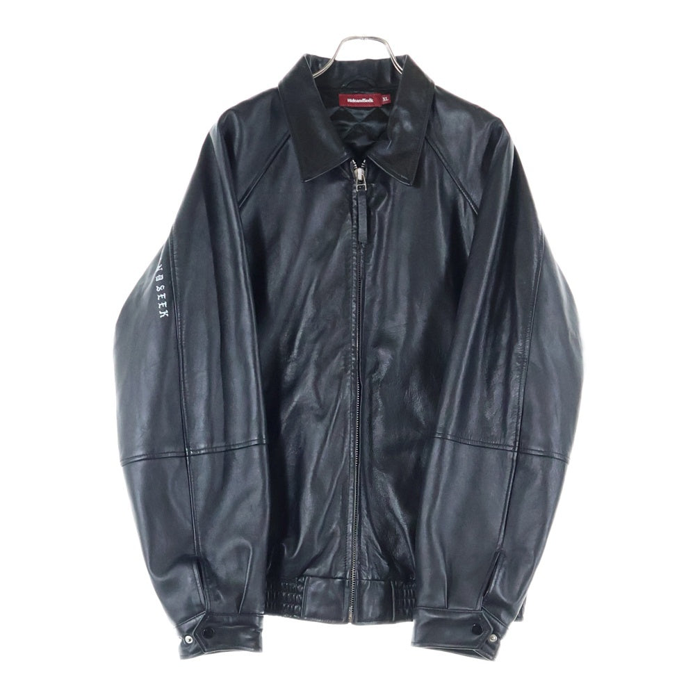 Hideandseek(ハイドアンドシーク) 24AW Zip Leather Jacket シープレザー 裏地キルティング ジップアップ ジャケット ブラック HJ-100124