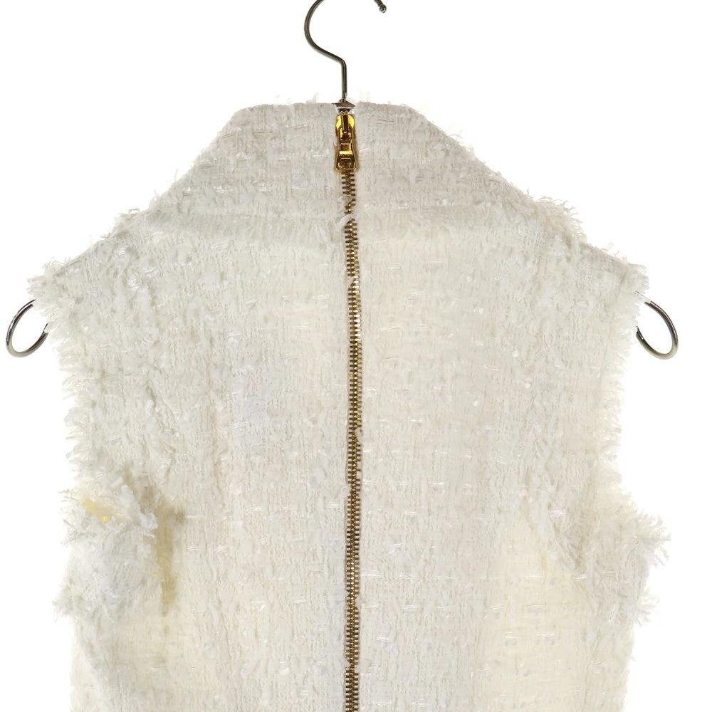 BALMAIN(バルマン) コットン ツイード バックジップ ノースリーブ