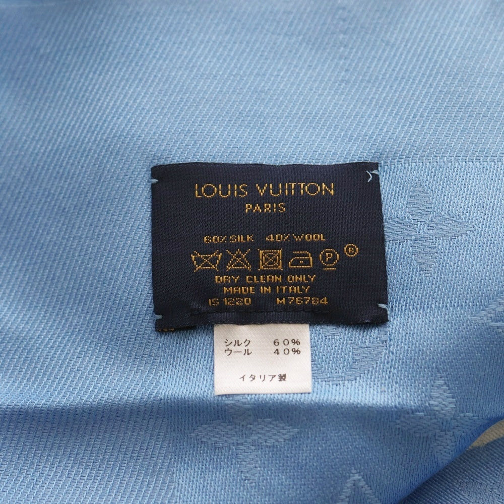 LOUIS VUITTON(ルイヴィトン) モノグラム グラデーション シルク ウール ショール 大判ストール ブルー/ホワイト M76784 IS1220