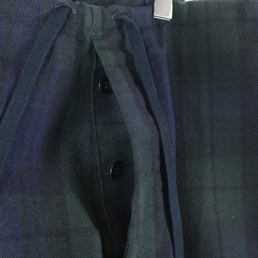 COMOLI(コモリ) 18AW ×BEAMS ビームス ポリエステル ウール チェック パンツ グリーン/ネイビー N03-03011