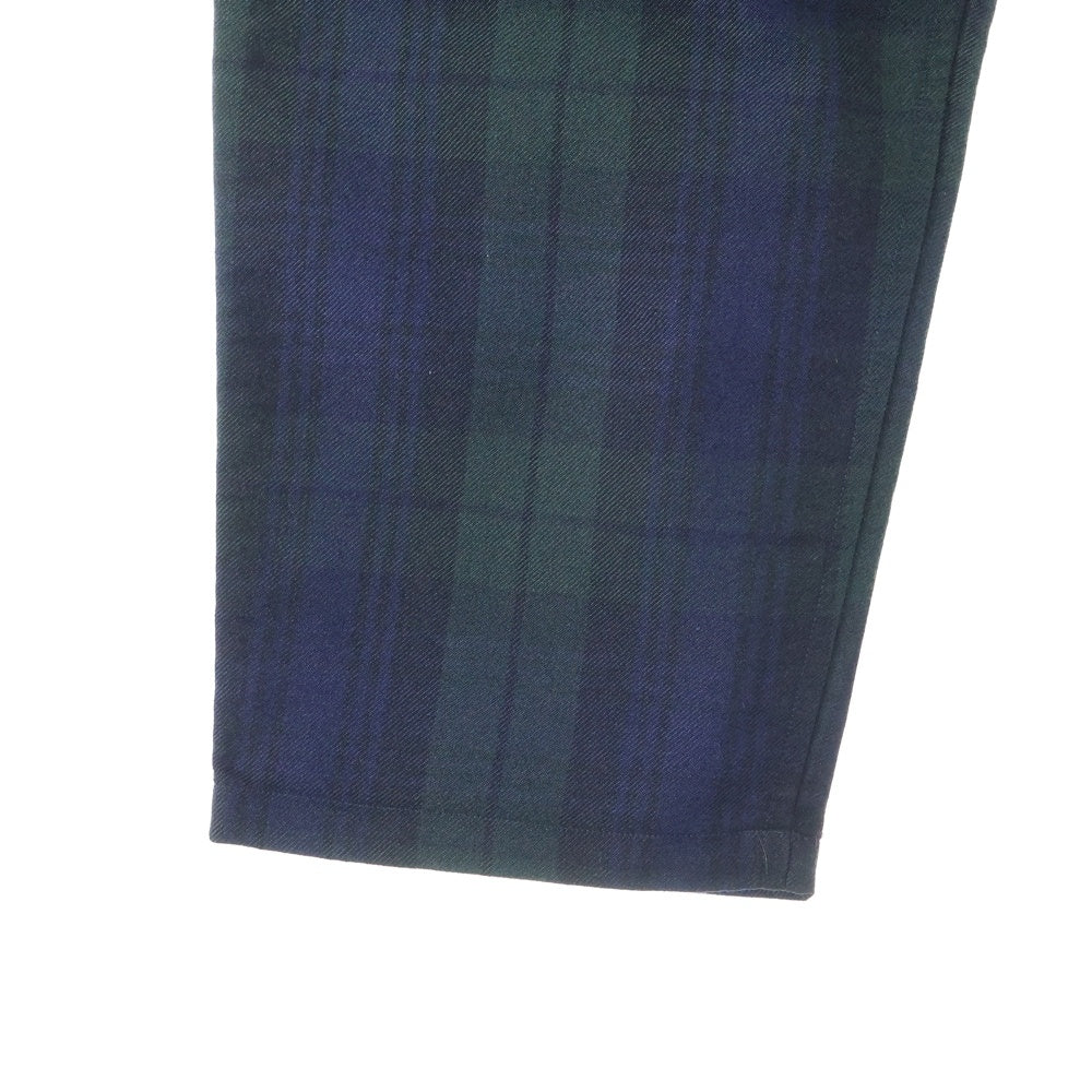 COMOLI(コモリ) 18AW ×BEAMS ビームス ポリエステル ウール チェック パンツ グリーン/ネイビー N03-03011