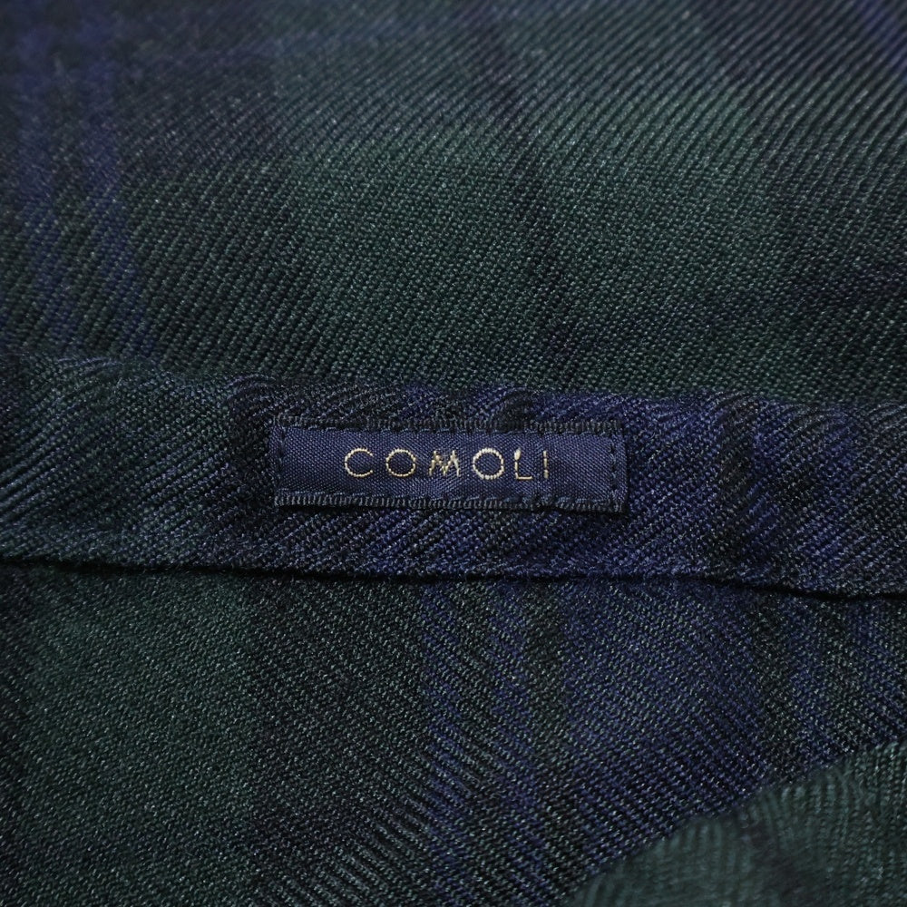 COMOLI(コモリ) 18AW ×BEAMS ビームス ポリエステル ウール チェック パンツ グリーン/ネイビー N03-03011