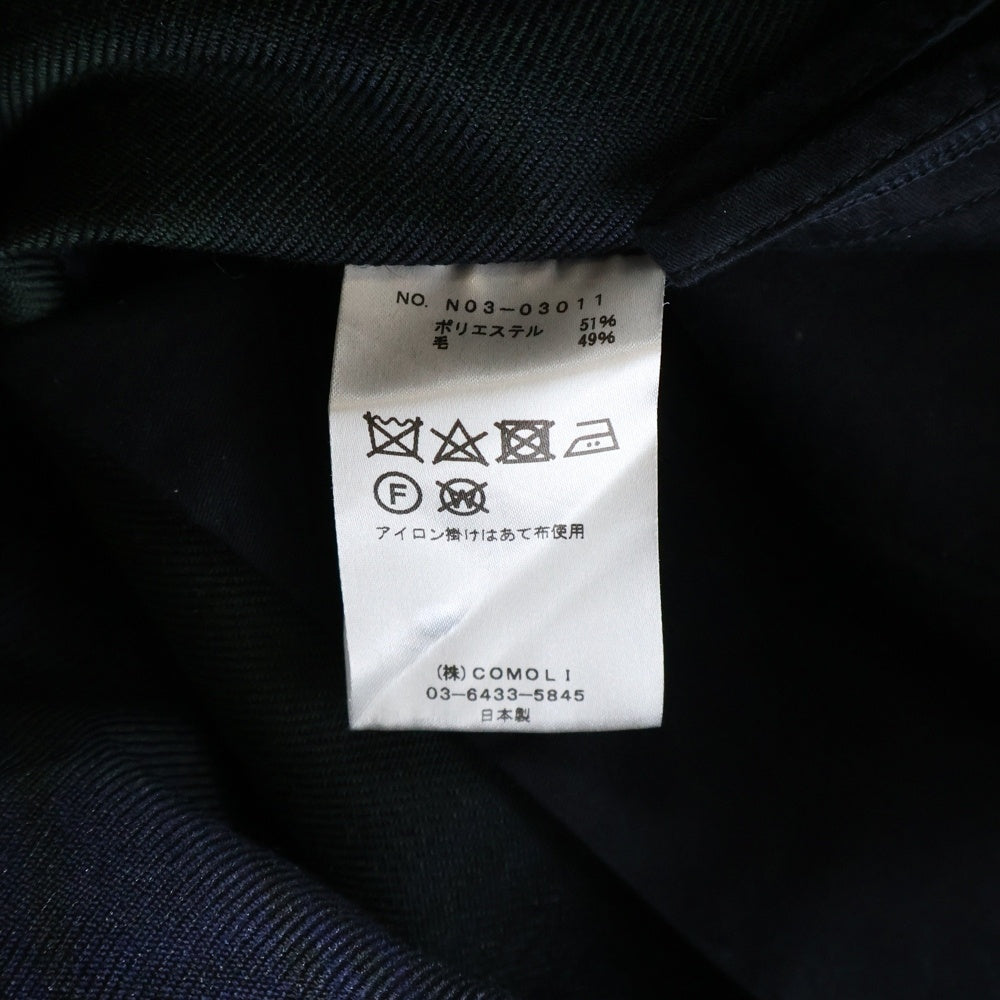 COMOLI(コモリ) 18AW ×BEAMS ビームス ポリエステル ウール チェック パンツ グリーン/ネイビー N03-03011
