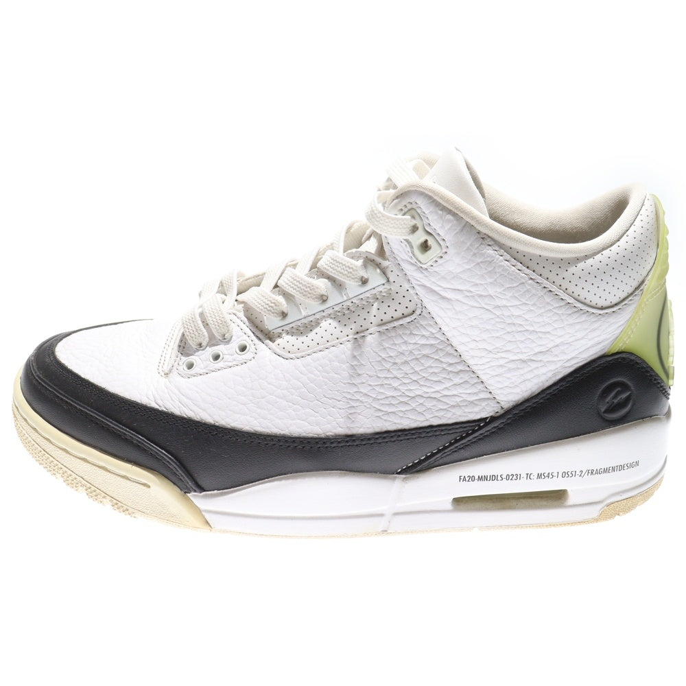 NIKE(ナイキ) ×FRAGMENT DESIGN AIR JORDAN3 RETRO SP フラグメントデザイン エアジョーダン3 ミッドカットスニーカー ホワイト/ブラック US9/27cm DA3595-100
