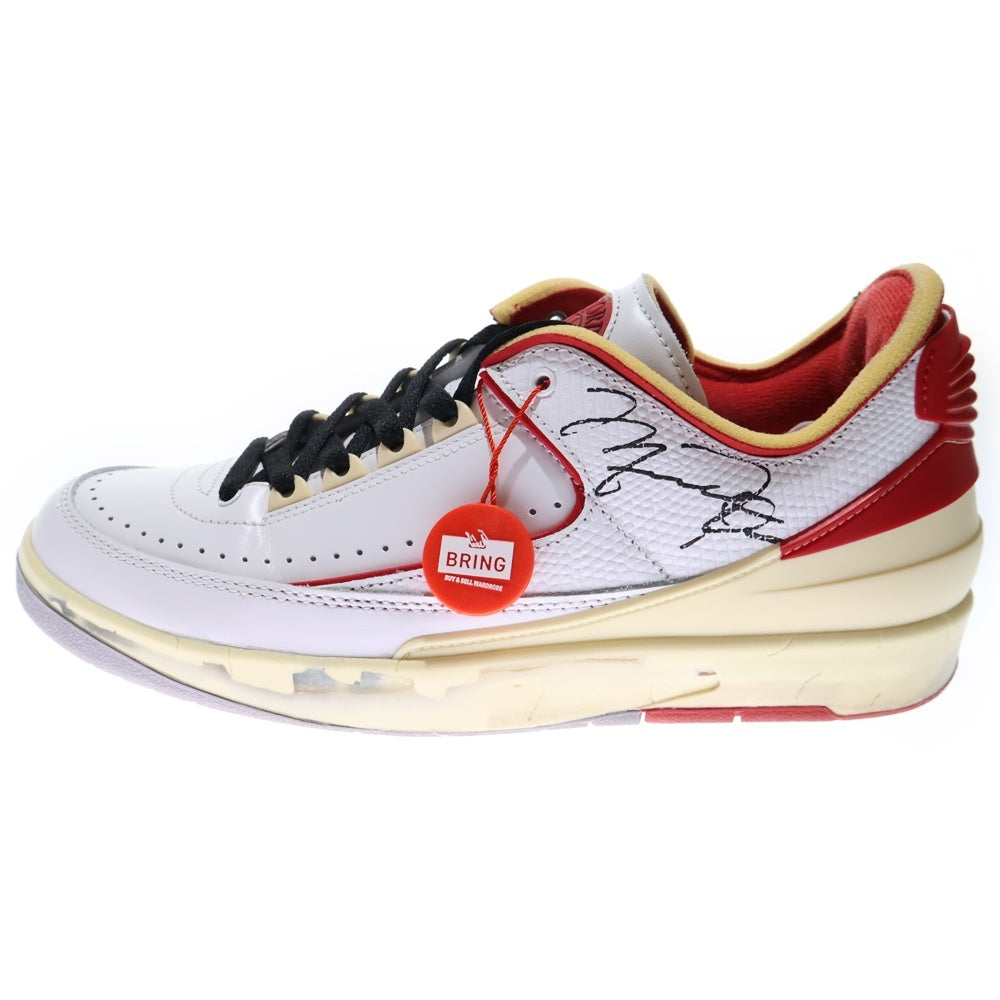 NIKE(ナイキ) ×OFF-WHITE AIR JORDAN 2 RETRO LOW SP オフホワイト エアジョーダン2 レトロ ローカットスニーカー ホワイト/レッド US9.5/27.5cm DJ4375-106